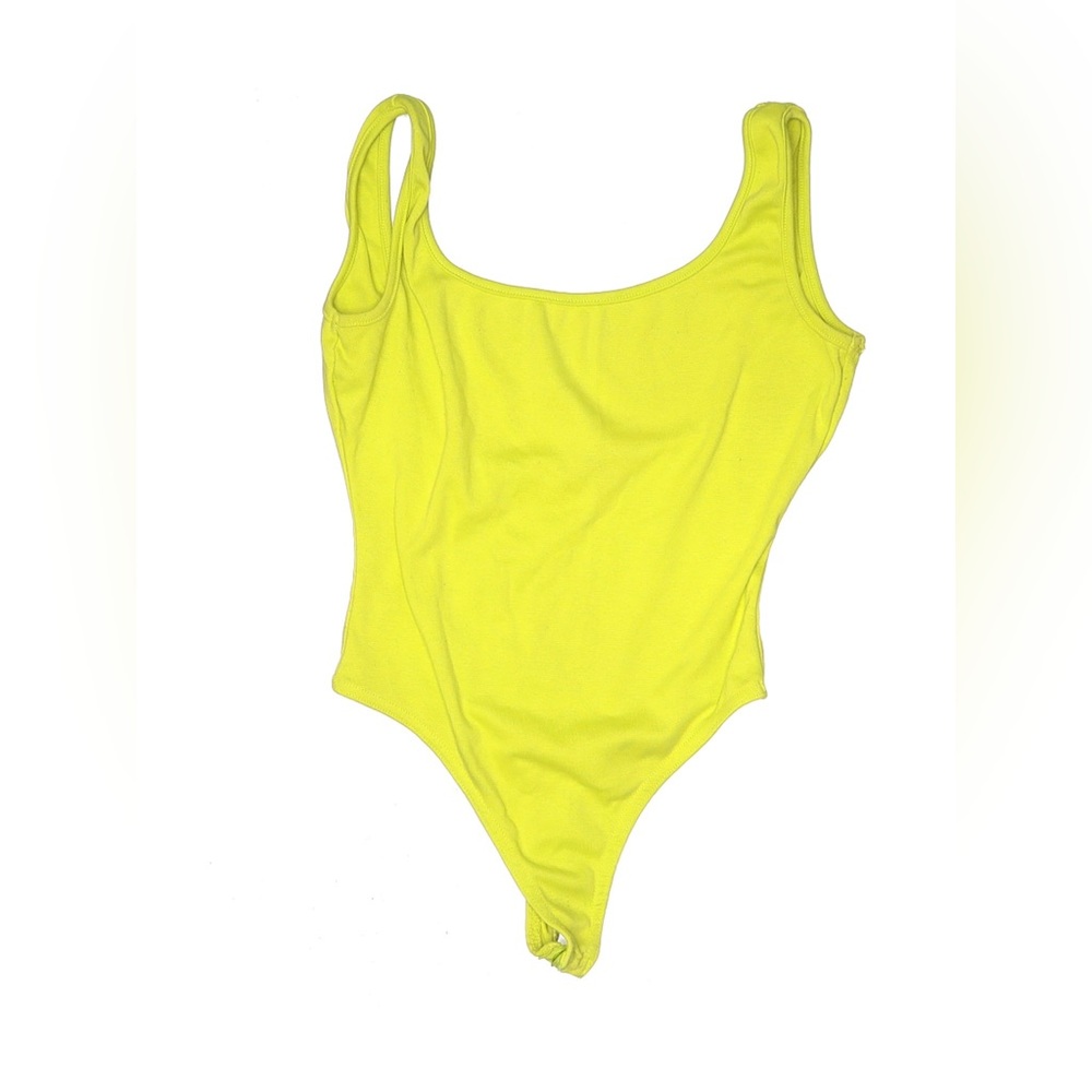 Missguided Neon Yellow Sleeveless Plunge Back Tank Top Bodysuit